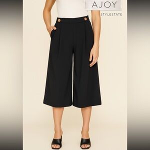AJOY StyleState Black Culotte Pants Pleated Front Size 12